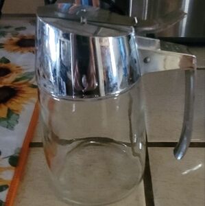 Glass Syrup Dispenser with Silver Lid